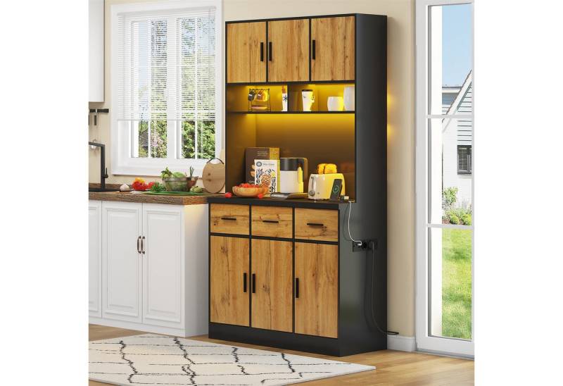 autolock Hochschrank Hochschrank mit LED-Beleuchtung,Buffet für Küchen und Esszimmer von autolock