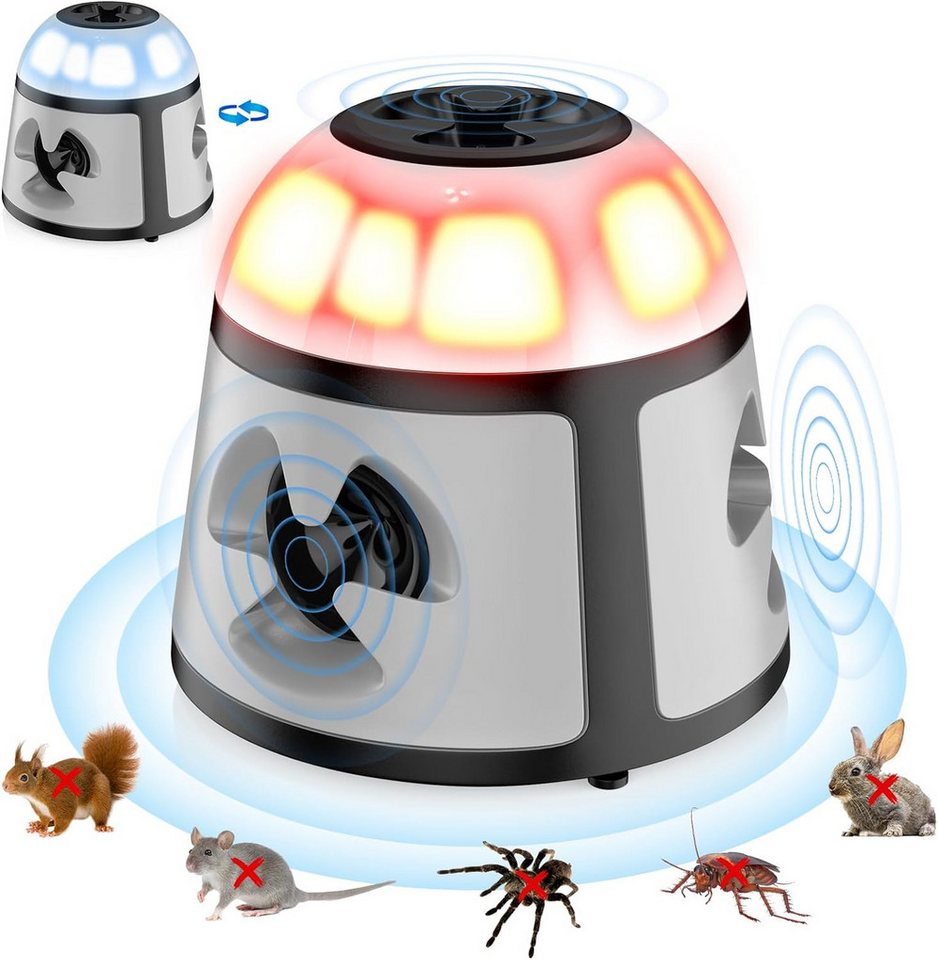 autolock Insektenvernichtungsmittel Mäuseabwehr Ultraschall Mäusevertreiber 360° Mäuseschreck, 4 Arbeitsmodi,mit Blinkendem Licht, 600 m² Reichweite von autolock