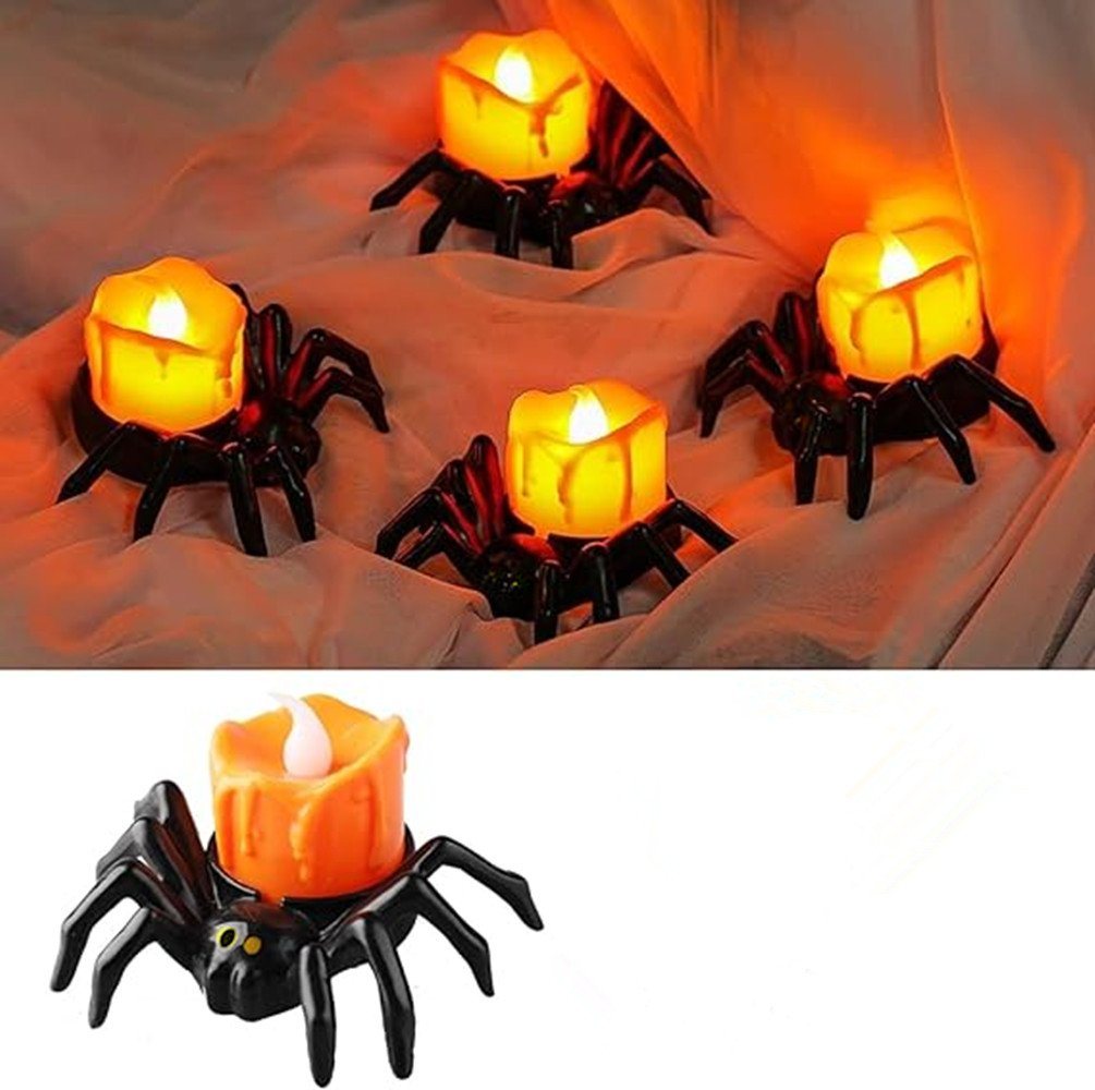 autolock Kerzenleuchter Halloween Spinne Kerzenlicht - 10 Stück LED Halloween Deko, Kerzenlichter Flammenlos Batterie Teelichter Spinne Kerzenlichter von autolock