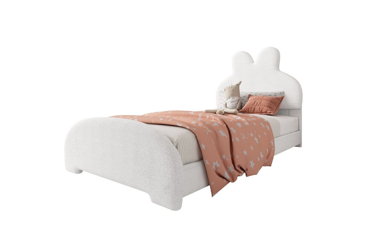 autolock Kinderbett Einzelbett Polsterbett, Bettkopf in Hasenohrenform,Kinderbett, einfach,stilvoll und bequem,Cartoon niedlich Stil,Vliesimitat autolock Kinderbett Einzelbett Polsterbett, Bettkopf in Hasenohrenform,Kinderbett, einfach,stilvoll und bequem,Cartoon niedlich Stil,Vliesimitat von autolock