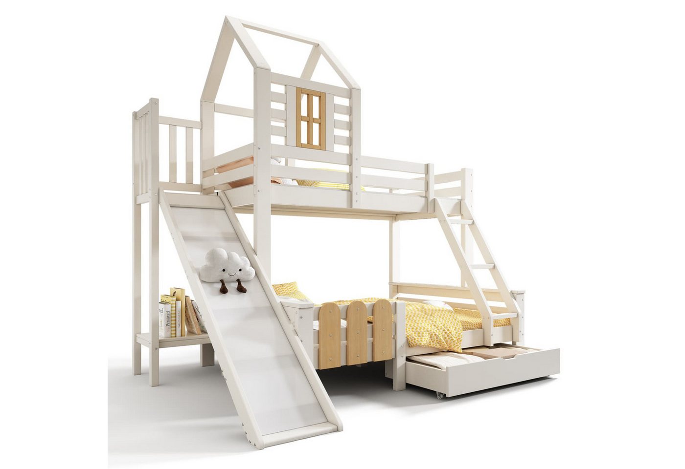 autolock Kinderbett Etagenbett Bett 90/140x200cm,Hausbett mit Schublade Rutsche und Leiter, Kinderbett Hochbett mit Lattenrost,Blockhaus-Design,Sicherheit autolock Kinderbett Etagenbett Bett 90/140x200cm,Hausbett mit Schublade Rutsche und Leiter, Kinderbett Hochbett mit Lattenrost,Blockhaus-Design,Sicherheit von autolock