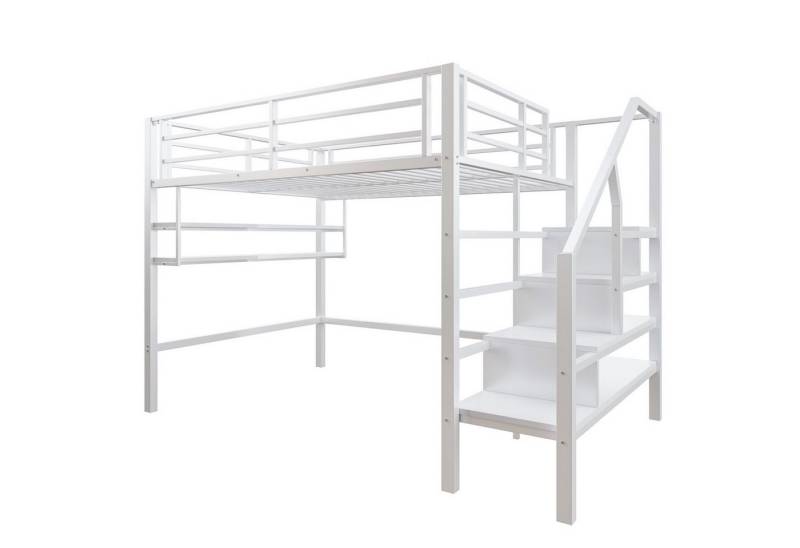autolock Kinderbett Hochbett,140*200cm,Einlegeböden,Stauraumleiter,Freiraum unter dem Bett von autolock