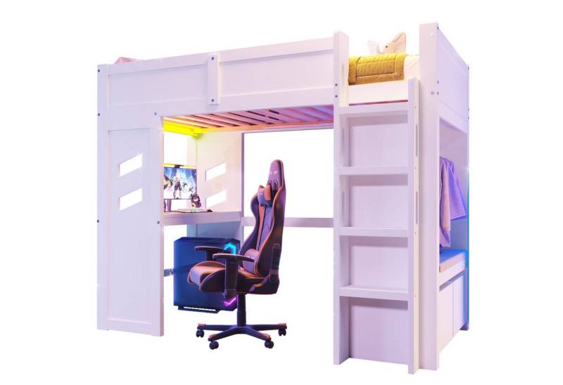 autolock Kinderbett Hochbett,Gaming Bett mit Schreibtisch,LED-Leuchten,1 USB-Anschlüssen, Kinderbett mit Leiter,Schreibtisch,Schublade,Wäscheständer und Typ-C autolock Kinderbett Hochbett,Gaming Bett mit Schreibtisch,LED-Leuchten,1 USB-Anschlüssen, Kinderbett mit Leiter,Schreibtisch,Schublade,Wäscheständer und Typ-C von autolock