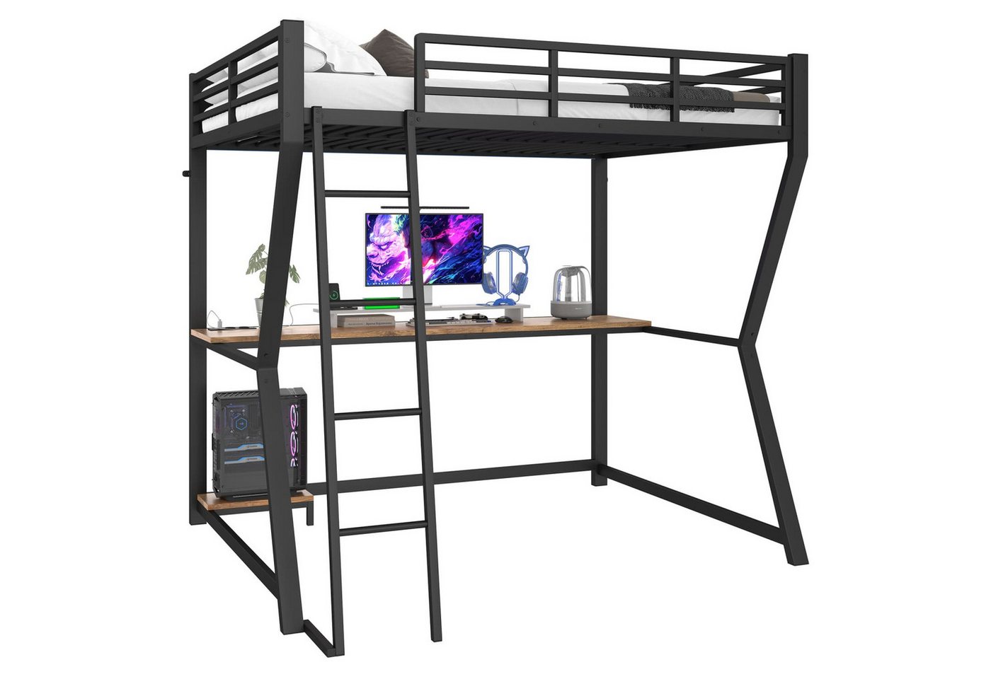 autolock Kinderbett Hochbett,Hausbett,140*200cm,Mit LED-Leuchten,Computerkonsolenablage, Kinderbett mit Schreibtisch,Steckdose+USB,Geländer,Treppe autolock Kinderbett Hochbett,Hausbett,140*200cm,Mit LED-Leuchten,Computerkonsolenablage, Kinderbett mit Schreibtisch,Steckdose+USB,Geländer,Treppe von autolock