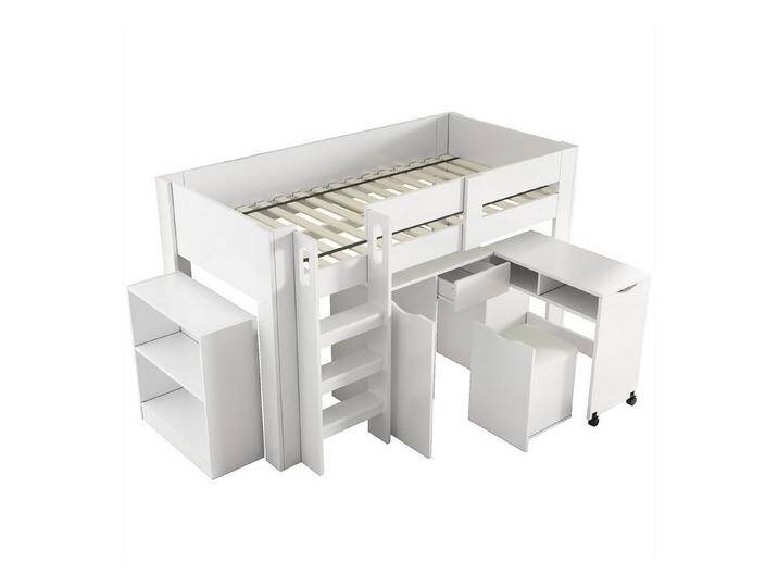 autolock Kinderbett Hochbett,multifunktionales Kinderbett mit Leiter,Teleskopschreibtisch, mit herausnehmbarem Schrank,Regal,Schublade von autolock