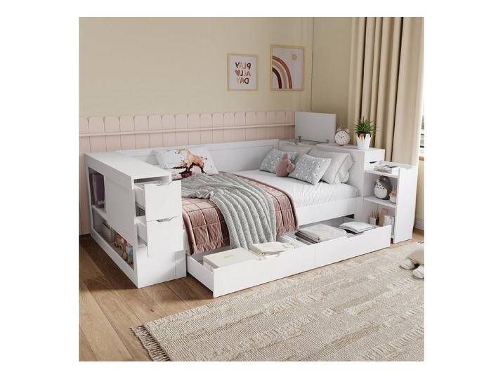 autolock Kinderbett Jugendbett Einzelbett Multifunktionales Schlafsofa mit Stauraum (90×200 cm), Sofa & Kinderbett für Kinderzimmer und Jugendzimmer von autolock