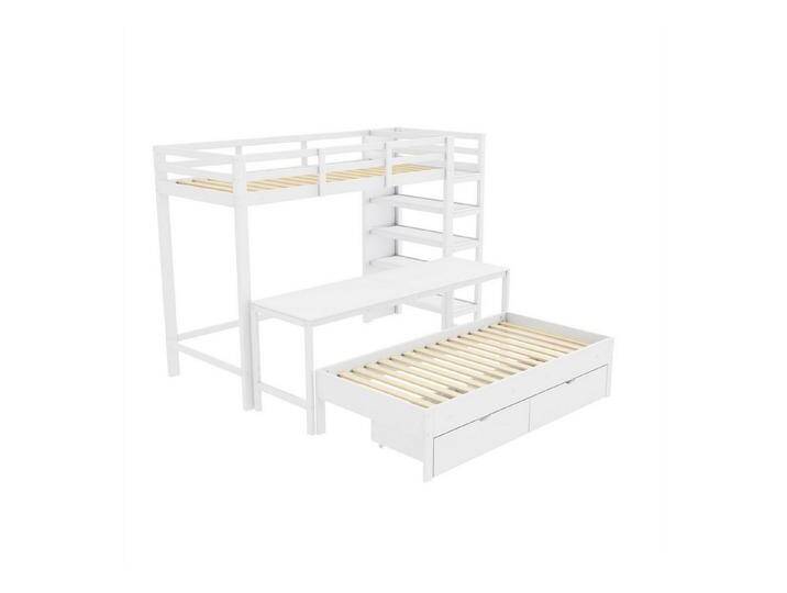 autolock Kinderbett Kinder-Etagenbett,Doppelbett,multifunktionales Kinderbett mit Leiter, mit Tisch,Aufbewahrungsschubladen,Aufbewahrungsregal von autolock