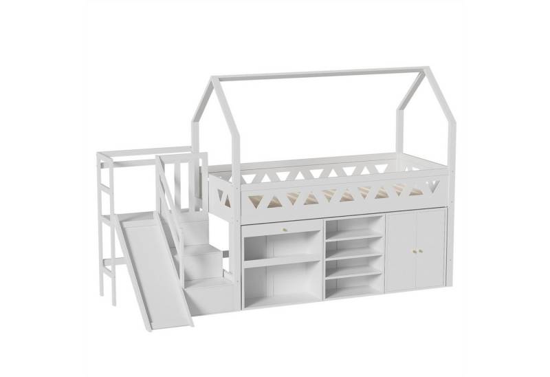 autolock Kinderbett Kinderbett, Einzelbett, multifunktionales Kinderbett mit Rutsche, Treppen,mit Schubladen und Schließfach,mit magnetischer Tür von autolock