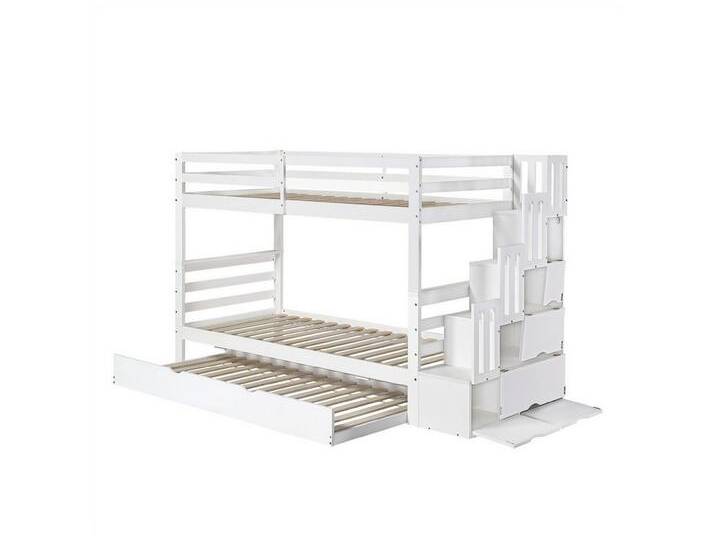 autolock Kinderbett Kinderbett,Etagenbett mit Rollbett,Leiter mit seitlichem Stauraum, mit Fallschutzgitter,Kiefer+MDF,Weiß,90x200cm&90x190cm, weiß autolock Kinderbett Kinderbett,Etagenbett mit Rollbett,Leiter mit seitlichem Stauraum, mit Fallschutzgitter,Kiefer+MDF,Weiß,90x200cm&90x190cm, weiß von autolock