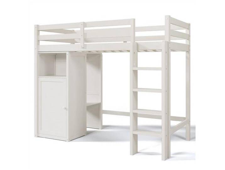 autolock Kinderbett Kinderbett Hochbett mit Kleiderschrank und Regalen, Einzelbett mit Lattenrost und Rausfallschutz -108x206x150cm, weiß autolock Kinderbett Kinderbett Hochbett mit Kleiderschrank und Regalen, Einzelbett mit Lattenrost und Rausfallschutz -108x206x150cm, weiß von autolock