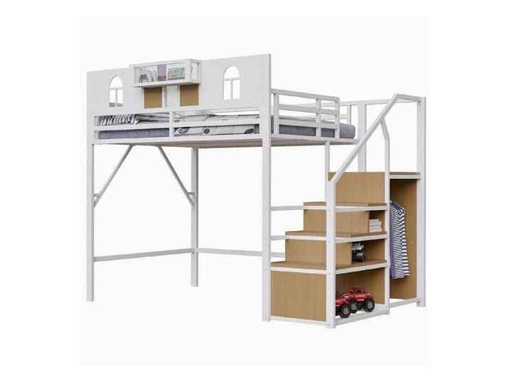 autolock Kinderbett Metall-Hochbett 140x200cm,mit Stauraumleiter,Fenster,Holzplatten, Einzigartige Erhöhte Umzäunung, Ablagefläche,Stabiler Metallrahmen autolock Kinderbett Metall-Hochbett 140x200cm,mit Stauraumleiter,Fenster,Holzplatten, Einzigartige Erhöhte Umzäunung, Ablagefläche,Stabiler Metallrahmen von autolock