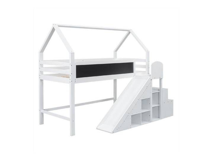 autolock Kinderbett Multifunktionales Kinderbett, mit Treppe, Rutsche,90*200cm, weiß von autolock