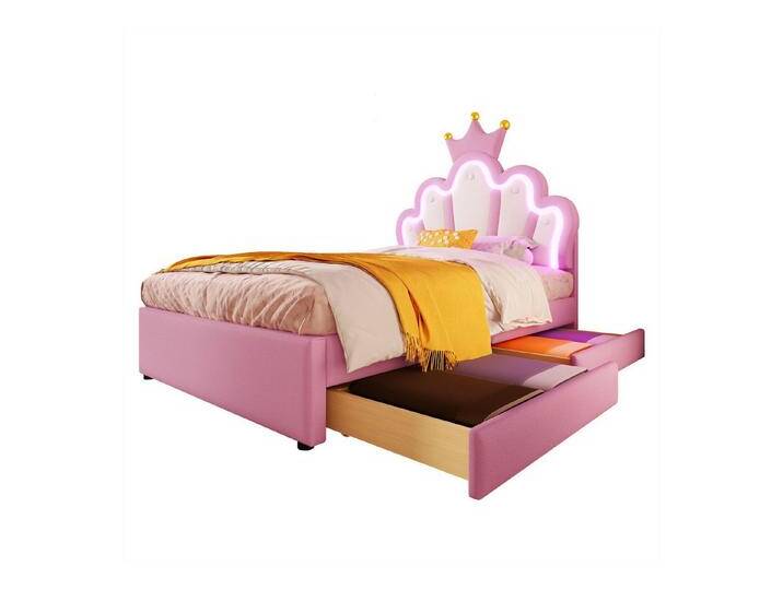 autolock Kinderbett Polsterbett,Kinderbett,Ferngesteuertes Ambientelicht,mit 2 Schubladen, Hausbett,Prinzessinnenbett in Kronenform, Verstellbares Kopfteil, PU autolock Kinderbett Polsterbett,Kinderbett,Ferngesteuertes Ambientelicht,mit 2 Schubladen, Hausbett,Prinzessinnenbett in Kronenform, Verstellbares Kopfteil, PU von autolock