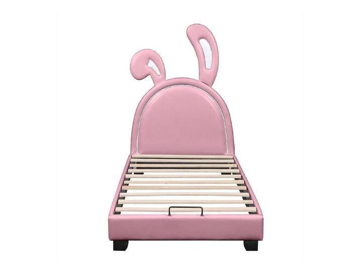 autolock Kinderbett Polsterbett,Kinderbett mit Lattenrosten und Rückenlehne, Mädchenbett in Hasenohrform mit erhöhten Füßen, rosa, Pink von autolock