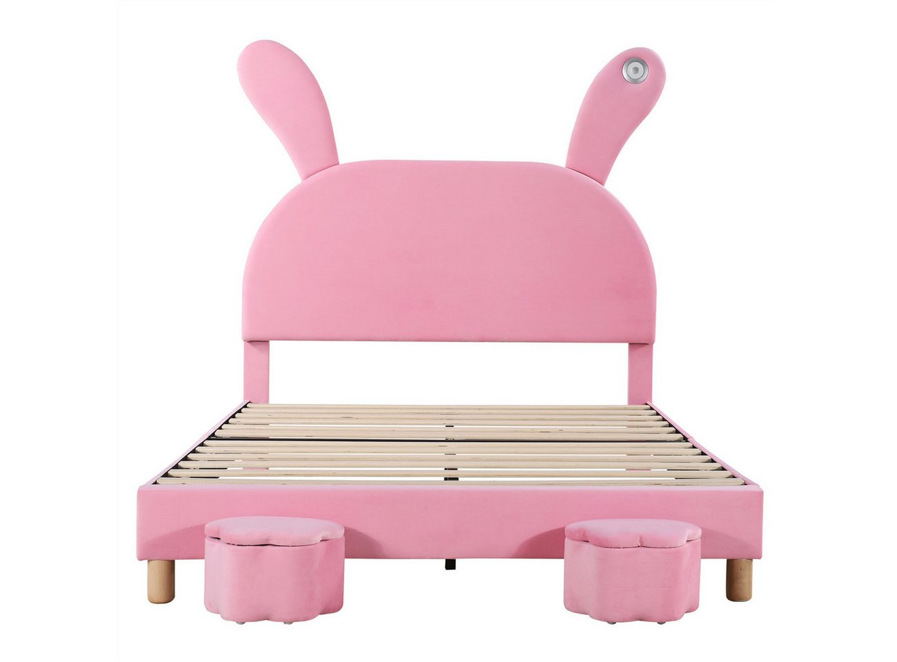 autolock Kinderbett Polsterbett 140x200,LED-Nachttischbeleuchtung, ausklappbare Hasenohren, mit zwei Aufbewahrungshockern,höhenverstellbares Kopfteil autolock Kinderbett Polsterbett 140x200,LED-Nachttischbeleuchtung, ausklappbare Hasenohren, mit zwei Aufbewahrungshockern,höhenverstellbares Kopfteil von autolock