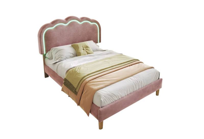 autolock Kinderbett Polsterbett LED Kinderbett mit Lattenrost,Verstellbares Kopfteil, Einzelbett,Gepolstertes bett,Bettrahmen Jugendbett für Schlafzimmer von autolock