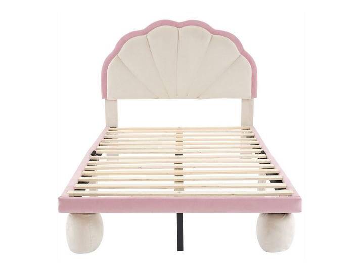 autolock Kinderbett Polsterbett mit wechselnden LED Lichtstreifen,Kinderbett,Einzelbett, Kopfteil mit Wellenschliff,mit gepolsterter runden Beine von autolock