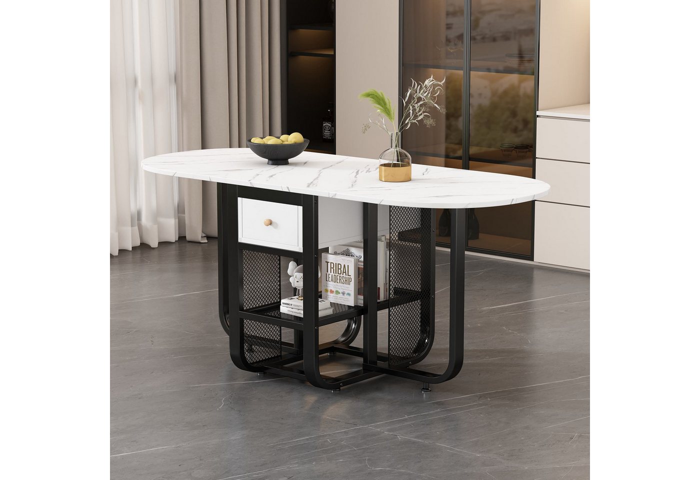 autolock Klapptisch Ausziehbarer multifunktionaler Esstisch mit Stauraum & Schublade (3-in-1 klappbar als Küchentisch, Arbeitstisch Kaffeetisch), Ausziehtisch für kleine Wohnzimmer Schlafzimmer Heimstudio von autolock