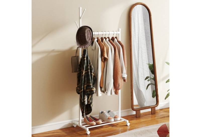 autolock Kleiderständer Kleiderständer mit Rolle, mobiler Garderobenständer mit Kleiderstange, 5 Haken, Schuhregal Weiß autolock Kleiderständer Kleiderständer mit Rolle, mobiler Garderobenständer mit Kleiderstange, 5 Haken, Schuhregal Weiß von autolock