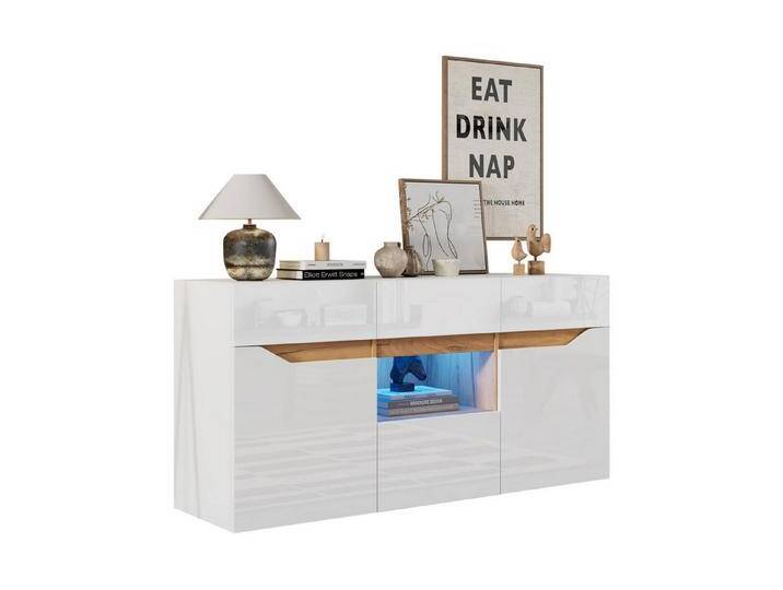 autolock Kommode Anrichte,Sideboard mit 4 Schubladen,Schrank mit zwei Fächern,Kommode, vielseitig einsetzbar von autolock