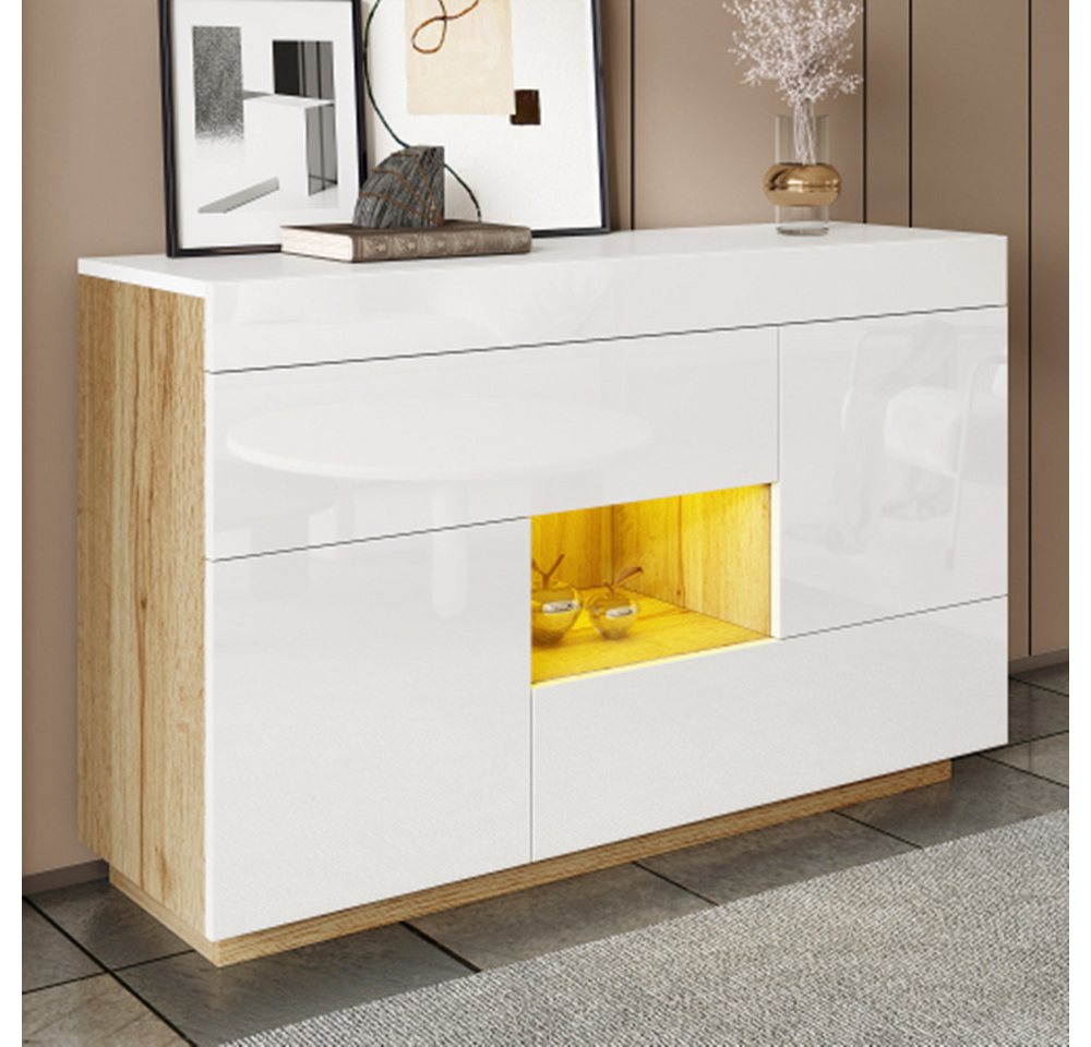 autolock Kommode Kommode,Hochglanz Sideboard, Vitrine, mit farbwechselnder, LED-Beleuchtung, mit Schubladen Wohnzimmerunterschrank autolock Kommode Kommode,Hochglanz Sideboard, Vitrine, mit farbwechselnder, LED-Beleuchtung, mit Schubladen Wohnzimmerunterschrank von autolock