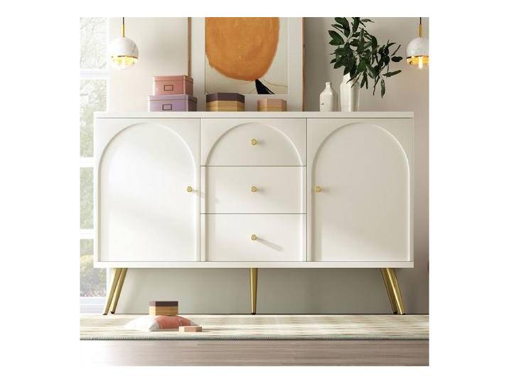 autolock Kommode Kommode mit 2 Türen und 3 Schubladen, Weiß, weiß von autolock