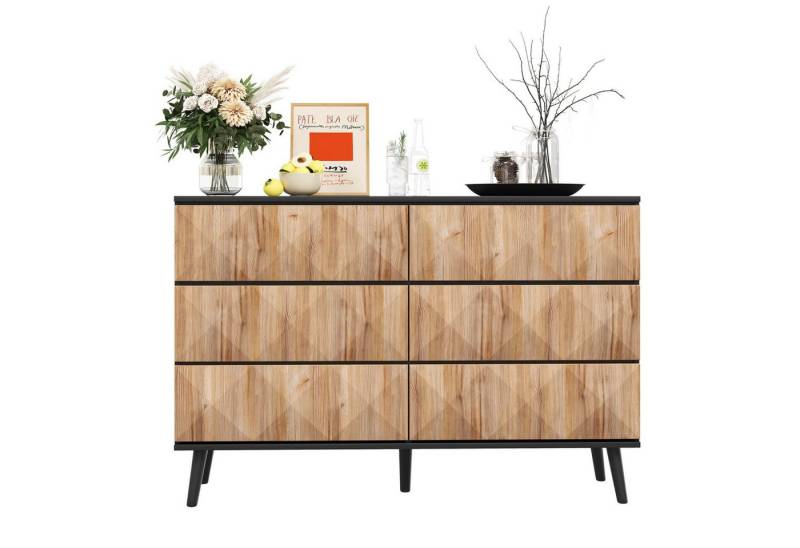 autolock Kommode Modernes Sideboard mit Sechs geräumige Schubladen und erhabenen Türen von autolock
