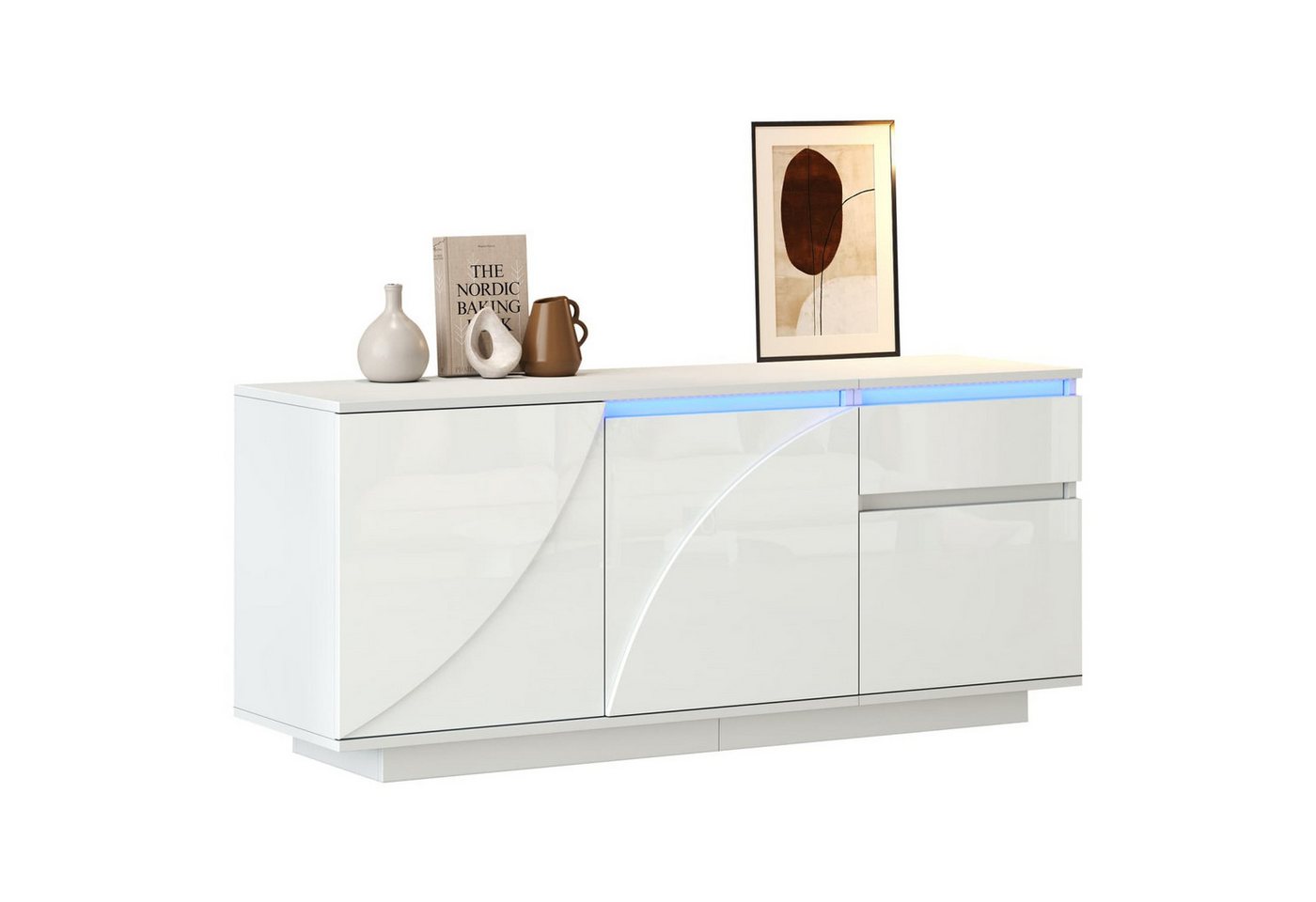 autolock Kommode Seitenschrank mit 3 Schränken,kommode,Sideboard mit LED+1 Schublade, 140*40*60cm,mit verstellbaren Einlegeböden,Hochglanz-Wohnzimmerschrank autolock Kommode Seitenschrank mit 3 Schränken,kommode,Sideboard mit LED+1 Schublade, 140*40*60cm,mit verstellbaren Einlegeböden,Hochglanz-Wohnzimmerschrank von autolock