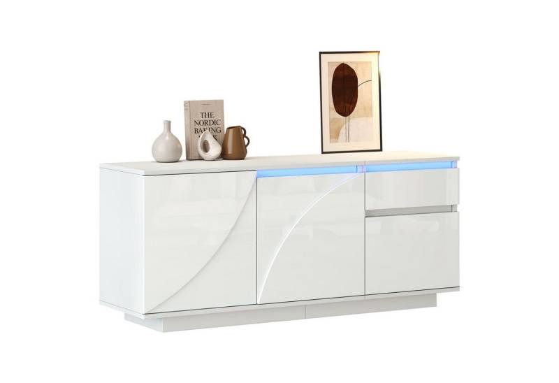 autolock Kommode Seitenschrank mit 3 Schränken,kommode,Sideboard mit LED+1 Schublade, 140*40*60cm,mit verstellbaren Einlegeböden,Hochglanz-Wohnzimmerschrank autolock Kommode Seitenschrank mit 3 Schränken,kommode,Sideboard mit LED+1 Schublade, 140*40*60cm,mit verstellbaren Einlegeböden,Hochglanz-Wohnzimmerschrank von autolock