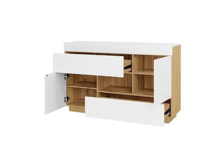 autolock Kommode Sideboard,Hochglanz Sideboard,mit farbwechselnder LED-Beleuchtung, Vitrine,Kommode,Multifunktionsschrank mit Schubladen, weiß von autolock
