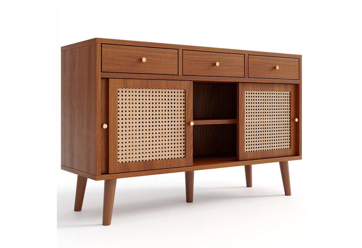 autolock Kommode Sideboard,Kommode mit 3 Schubladen und 3 Schiebetüren,120x40x78cm, Golden Metall Bügelgriff,verstellbare Ablagen,Beine aus massivem Holz autolock Kommode Sideboard,Kommode mit 3 Schubladen und 3 Schiebetüren,120x40x78cm, Golden Metall Bügelgriff,verstellbare Ablagen,Beine aus massivem Holz von autolock