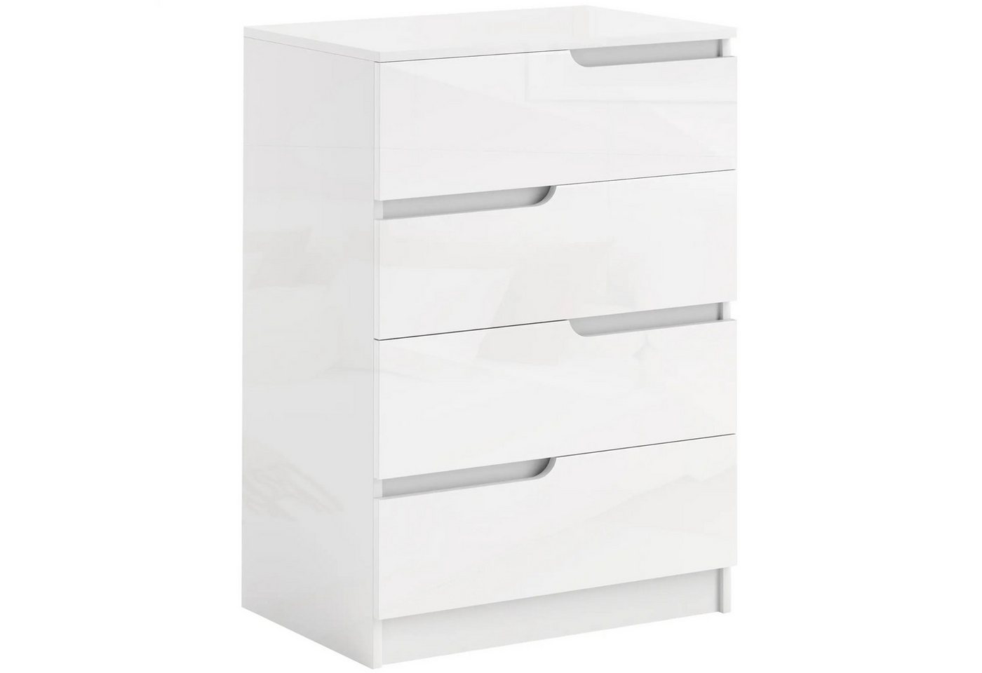 autolock Kommode Sideboard Beistellschrank Hochglanz Weiß mit 4 Schubladen (60 x 40 x 85cm), Schließfächer für Wohnzimmer, Schlafzimmer, Flur von autolock