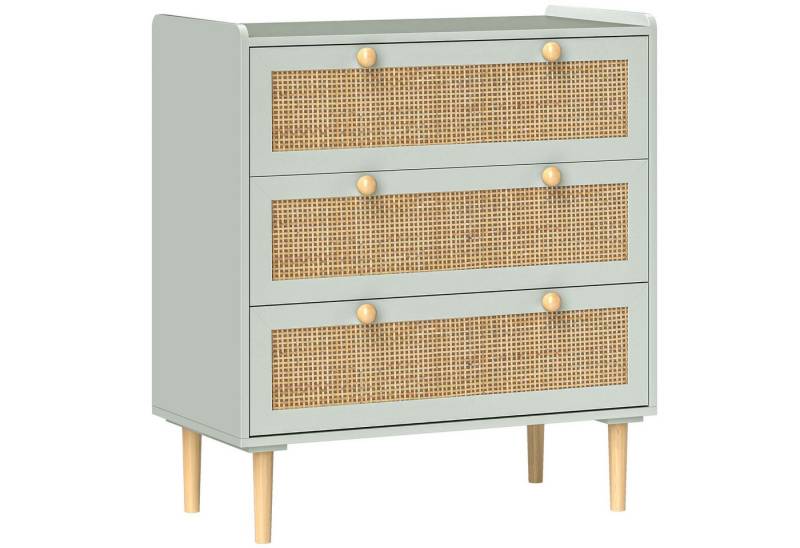 autolock Kommode Sideboard Beistellschrank mit 3 Schubladen, Boho-Stil, Rattanoptik (80 x 40 x 87,5 cm), Schubladenkommode für Wohnzimmer, Schlafzimmer von autolock