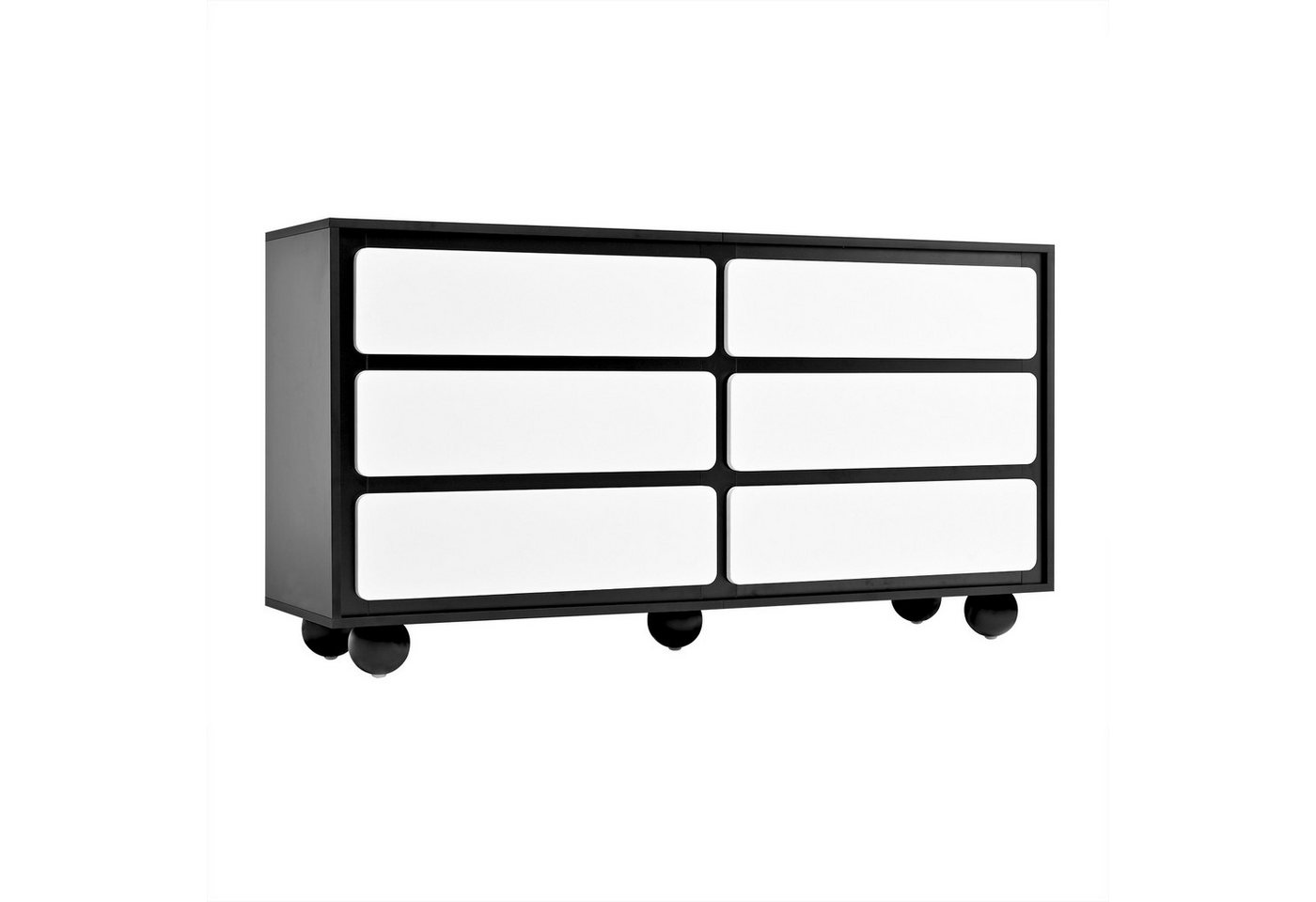autolock Kommode Sideboard Frisiertisch mit 6 Schubladen Tragkraft bis 80kg (140×38×74,5 cm), Schminktisch Dressing Table Anrichte Küchenschrank von autolock