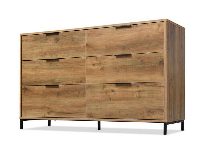 autolock Kommode Sideboard Küchenschrank Hochglanzschrank mit Verstellbare Ablage (120 x 40 x 76 cm 6 Schubladen) von autolock