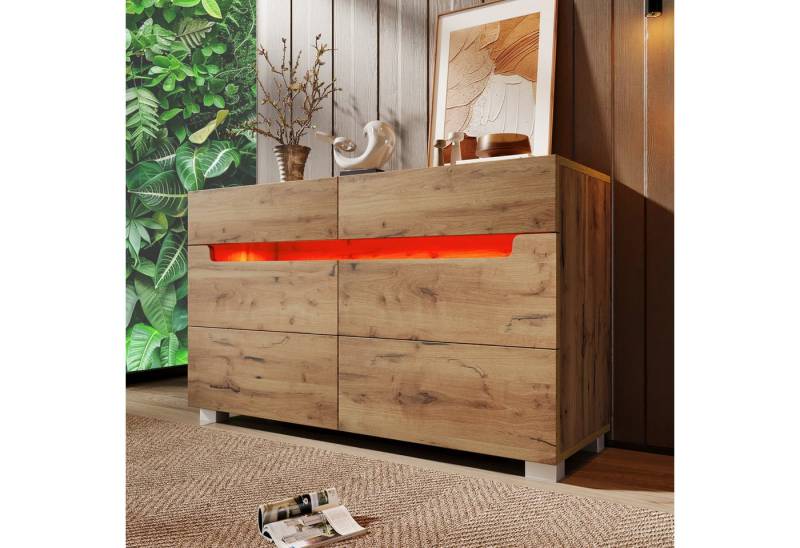 autolock Kommode Sideboard aus Holz mit LED Beleuchtung Anwendungssteuerung (Anrichte 71 x 120 x 40 cm), Mehrzweckschrank für Wohnzimmer und Schlafzimmer von autolock