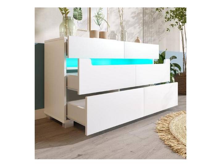 autolock Kommode Sideboard aus Holz mit LED Beleuchtung Anwendungssteuerung (Anrichte 71 x 120 x 40 cm), Mehrzweckschrank für Wohnzimmer und Schlafzimmer von autolock