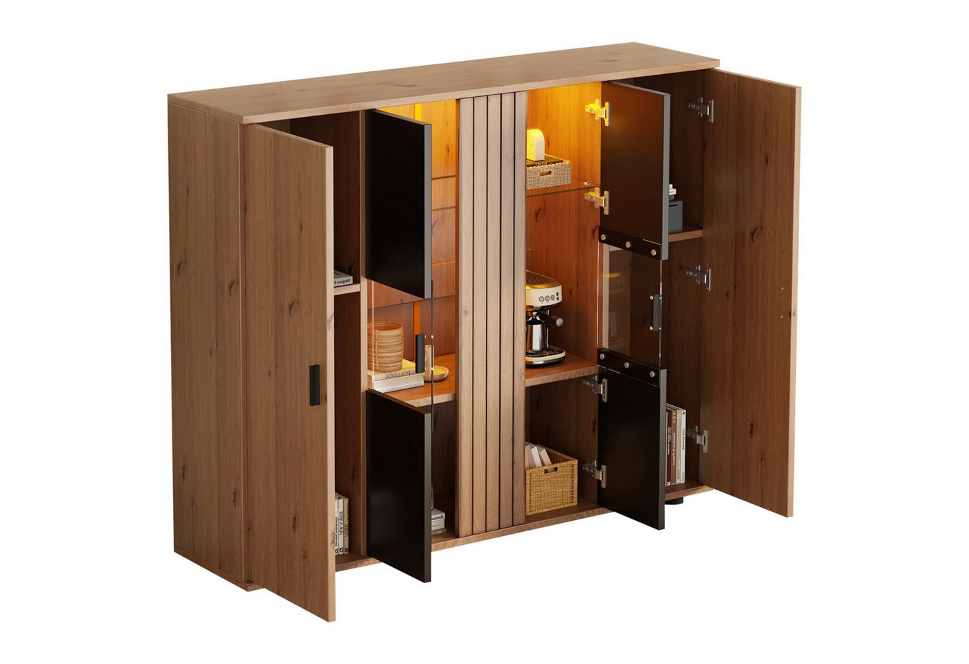 autolock Kommode Wohnzimmerseitenschrank,Wohnraum-Beistellschrank mit Trennwand-Design, 140*35*113cm,Sideboard mit verstellbaren Trennwänden und 4 Türen autolock Kommode Wohnzimmerseitenschrank,Wohnraum-Beistellschrank mit Trennwand-Design, 140*35*113cm,Sideboard mit verstellbaren Trennwänden und 4 Türen von autolock