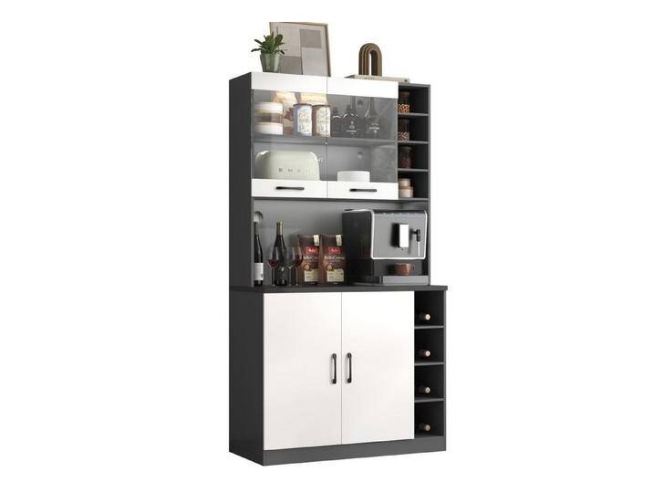 autolock Küchenbuffet Küchenschrank,Buffet mit LED-Ambiente-Beleuchtung und Kabellöchern 100x47x187cm,Küchen-Highboard aus Holz,freistehend,Ablagefächer autolock Küchenbuffet Küchenschrank,Buffet mit LED-Ambiente-Beleuchtung und Kabellöchern 100x47x187cm,Küchen-Highboard aus Holz,freistehend,Ablagefächer von autolock
