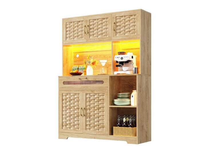 autolock Küchenbuffet Küchenschrank Buffetschrank mit LED-Beleuchtung Verstellbares Fach (120×40×180 cm autolock Küchenbuffet Küchenschrank Buffetschrank mit LED-Beleuchtung Verstellbares Fach (120×40×180 cm von autolock