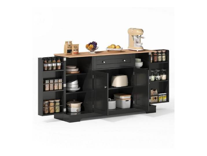 autolock Küchenbuffet Multifunktionales Sideboard Anrichte Küchenschränke mit Kippschutz (138×40×85 cm) mit Schublade, Regaltüren & verstellbaren Einlegeböden, für Küche von autolock