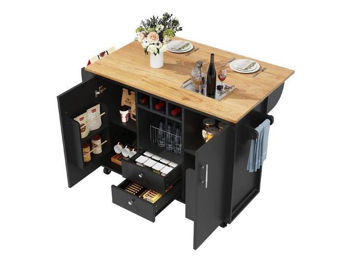 autolock Kücheninsel Buffetschrank Küchenwagen mit klappbarer Arbeitsplatte, Küchenschrank für Wohnzimmer & Küche 120 x 73/45 x 92 cm, schwarz autolock Kücheninsel Buffetschrank Küchenwagen mit klappbarer Arbeitsplatte, Küchenschrank für Wohnzimmer & Küche 120 x 73/45 x 92 cm, schwarz von autolock