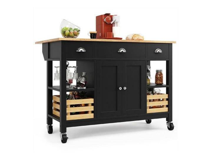 autolock Kücheninsel Moderne Kücheninsel, Esszimmerwagen (120×45×90cm), schwarz, Schwarz von autolock