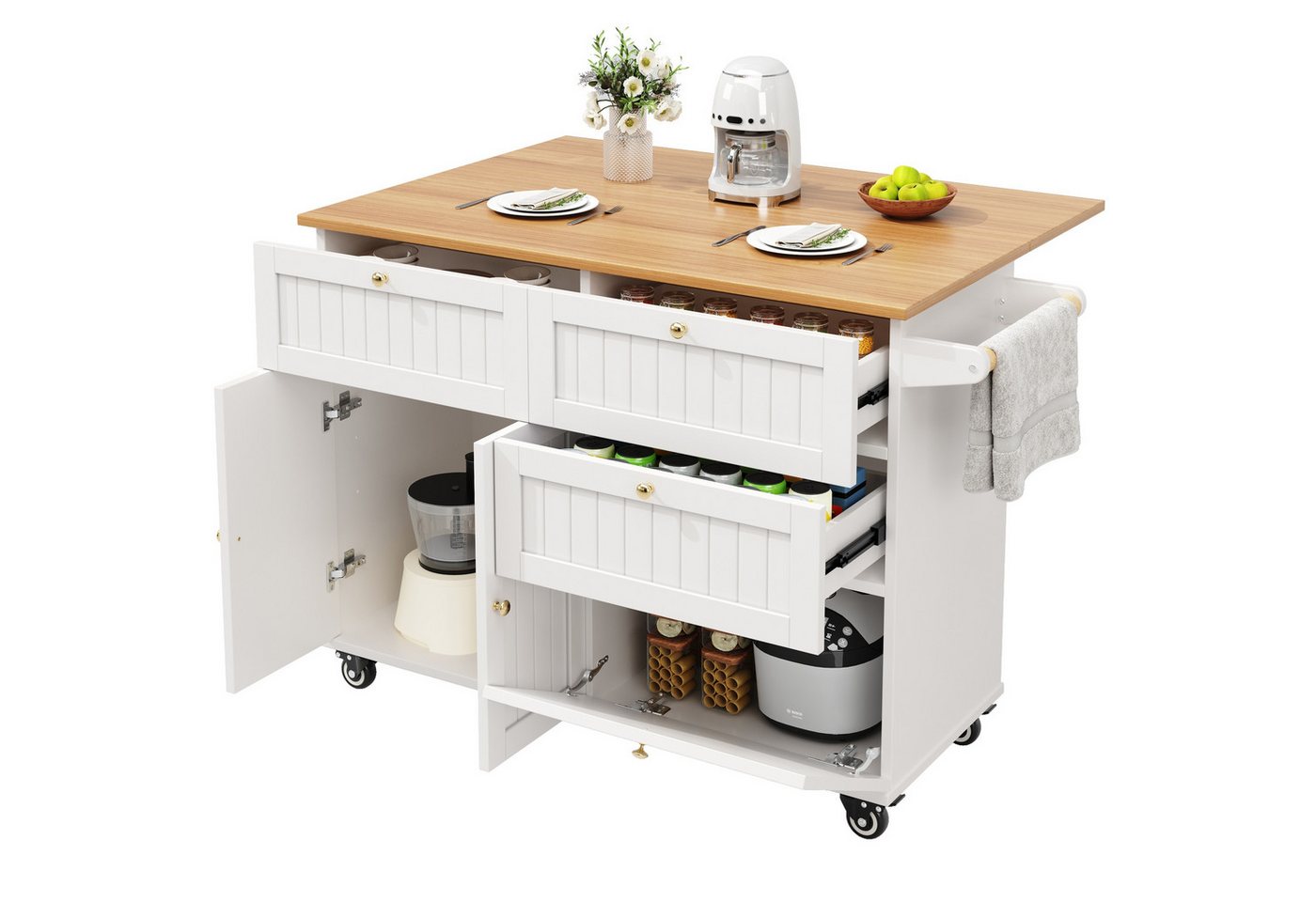 autolock Kücheninsel Moderne Speisewagen mit Holzmaserung Desktop erweiterbar, Multifunktionale Küchenschrank buffetschrank Esstisch autolock Kücheninsel Moderne Speisewagen mit Holzmaserung Desktop erweiterbar, Multifunktionale Küchenschrank buffetschrank Esstisch von autolock
