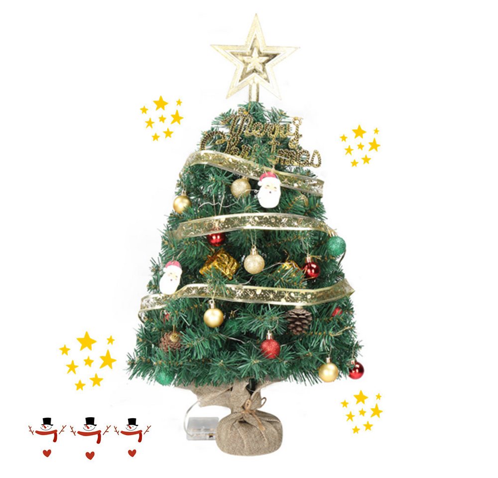 autolock Künstlicher Weihnachtsbaum Mini-Weihnachtsbaum, Tischplatte Künstliche Weihnachtsbaum mit, Ornamenten und 30 LED für Home Office Store Holiday Deco(ca.60cm) von autolock