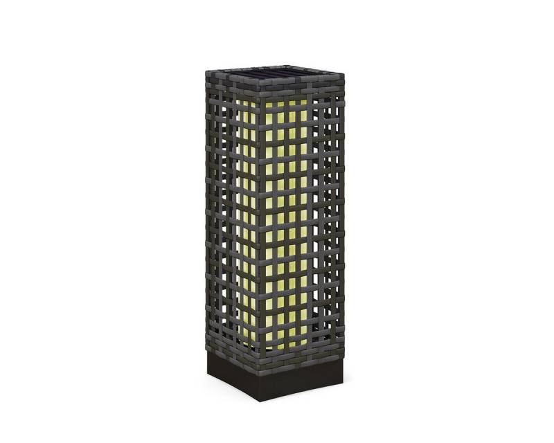 autolock LED Gartenleuchte LED Solarleuchte mit Lichtsensor Wasserdichte Rattanoptik, Außenleuchte Gartenleuchte Solarlampe 15,5 x 15,5 x 46 cm Grau von autolock