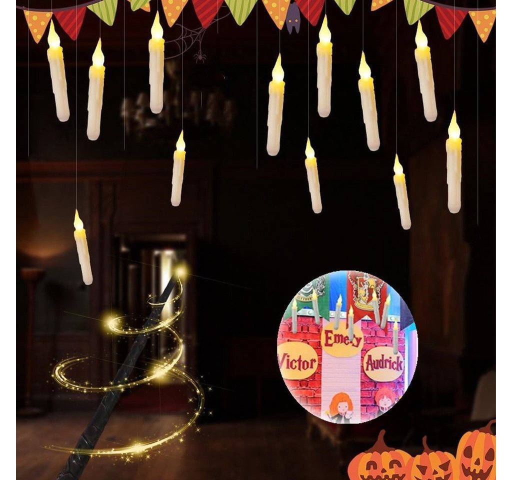 autolock LED-Kerze 12 Stück Fantasy-Schwimmkerzen mit Zauberstab-Fernbedienung, Halloween Weihnachten Dekoration Schwimmende Kerzen,Warmes Licht von autolock