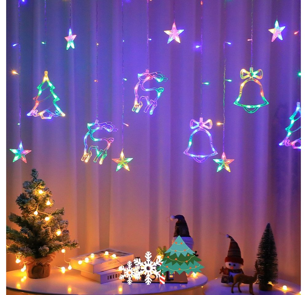 autolock LED-Lichterkette LED Lichterkette Weihnachten, 3M Weihnachtsbeleuchtung, 8 Modi, Lichterketten Vorhang Innen Außen Deko für Fenster, Party, Balkon von autolock