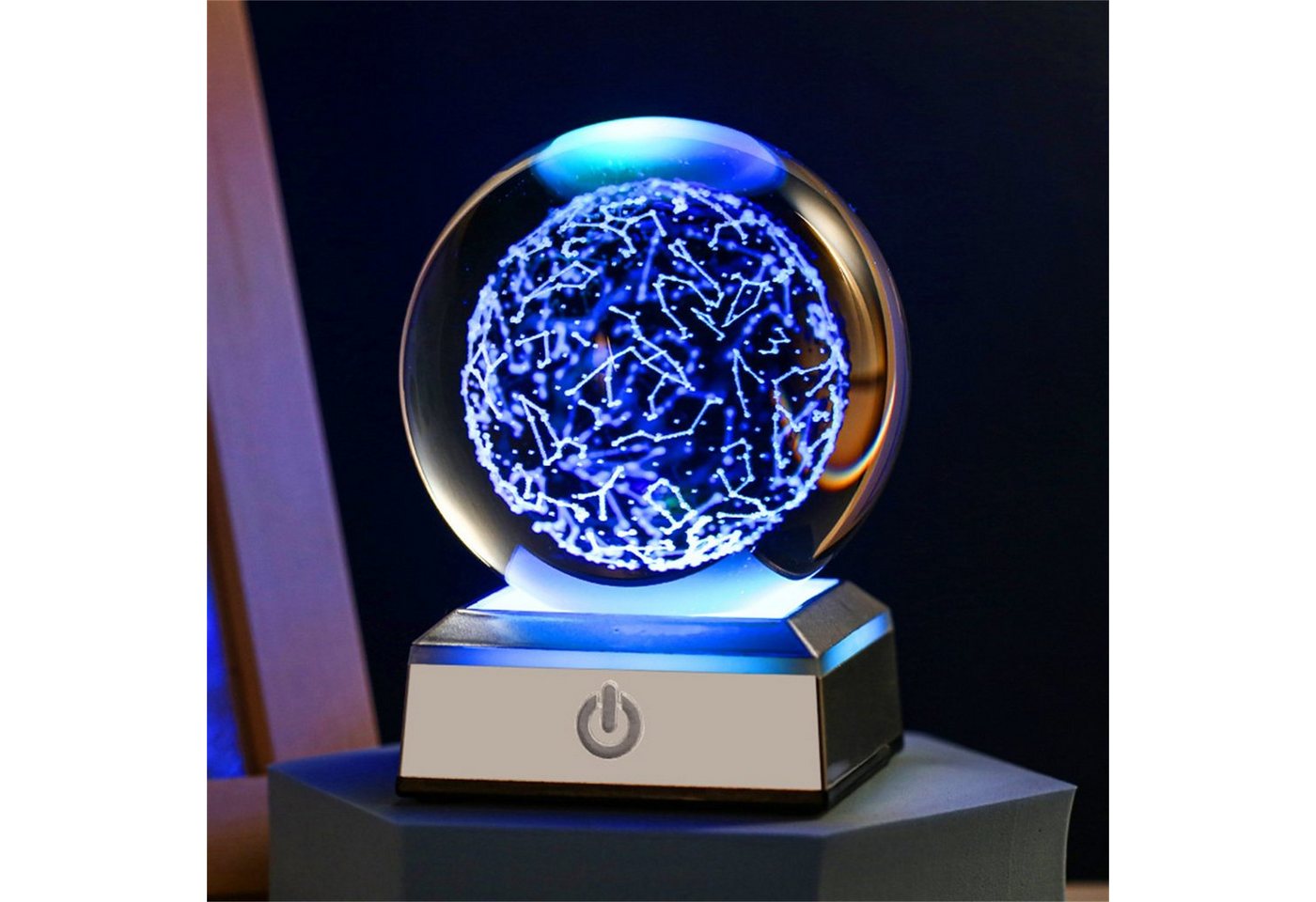 autolock LED Nachtlicht Nachtlicht,3D Blume des Lebens Kristallkugel-Lampe mit LED-Basis von autolock