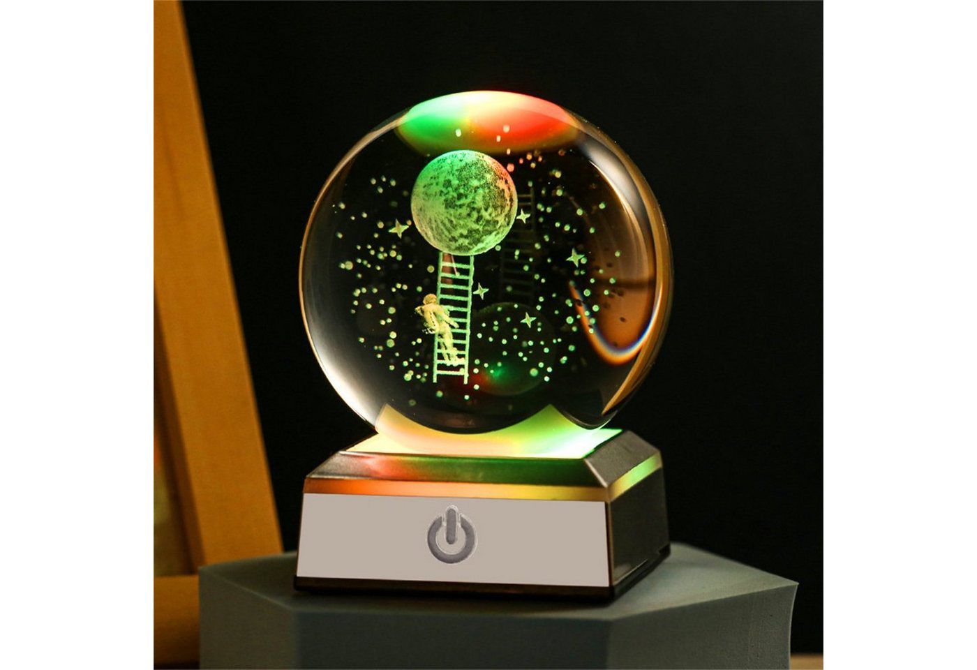 autolock LED Nachtlicht Nachtlicht,3D Blume des Lebens Kristallkugel-Lampe mit LED-Basis von autolock